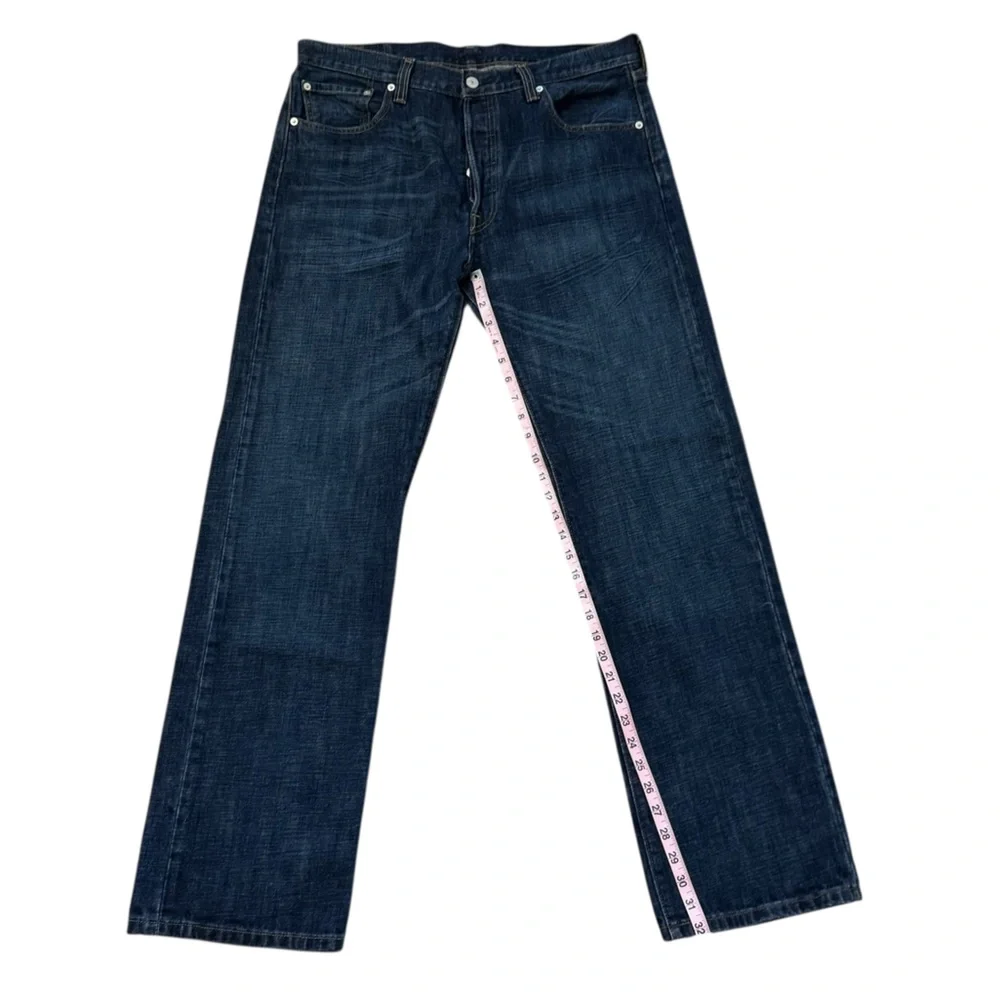 Levi's 501 100% Cotton Button Fly Straight Jeans‎ Dark Blue 36 x 34